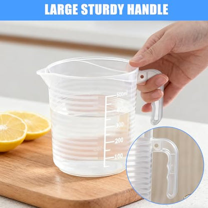 2 Pack Measuring Cup Set, 500ml and 1000ml | Plastic Liquid Measuring Cups- Baking, Cooking, Mixing Cups, Microwave and Dishwasher Safe Essential Kitchen Tools