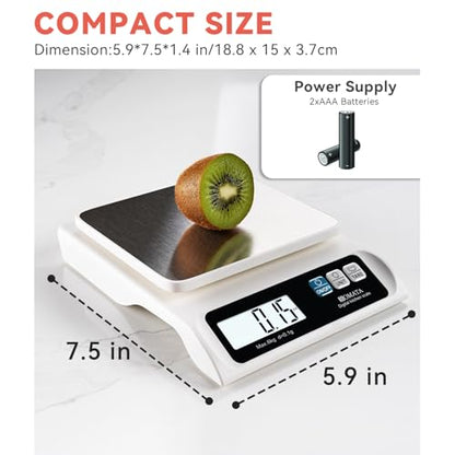 BOMATA 0.1g/ 13lb Food Scale, Digital Kitchen Scale with Removable Stainless Steel Pan, Backlit LCD Display, for Cooking, Baking B621 White - color: White Non-rechargeable