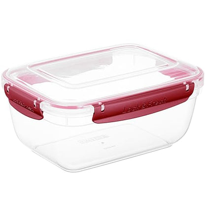Superio Plastic Food Storage Container with Airtight Lid- 80 Oz, BPA Free, Leakproof, Stackable, Microwave, Dishwasher and Freezer Safe, Red - color: Red