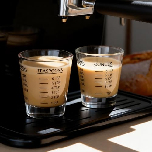 GLASKEY 2 Pack Shot Glasses Measuring Cup,Espresso Shot Glass with 4 Measurement Methods(OZ/ML/TSP/TBSP),Dishwasher Safe,Perfect for Coffee,Cocktails and Kitchen Use (Black) - color: 2 Pack-Black