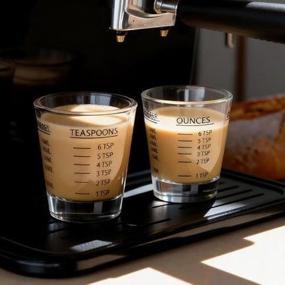 GLASKEY 2 Pack Shot Glasses Measuring Cup,Espresso Shot Glass with 4 Measurement Methods(OZ/ML/TSP/TBSP),Dishwasher Safe,Perfect for Coffee,Cocktails and Kitchen Use (Black) - color: 2 Pack-Black
