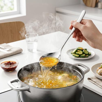 2Pcs Stainless Steel Small Ladles, 8 Inch Gravy Ladle Soup Spoons | Silver Mini Soup Ladle, Kitchen Utensil Cooking Serving Spoon for Cooking Buffet, Party, Kitchen