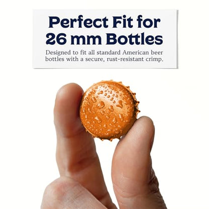 Fermentaholics Orange Beer Bottle Caps - 144 Count Oxygen Absorbing Bottle Lids – 26mm Crown Caps for Homebrewing Beer, Cider, Soda, DIY Crafts and more – Fits Standard American Pry-Off Bottles