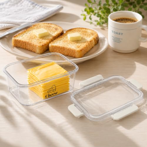 Cheese Container for Refrigerator,BPA-Free Deli Meat Storage Containers,Sliced Cheese Container for Fridge with Airtight Lid Refrigerator Organizers and Storage,Cream,Shredded,Cheeses Keeper
