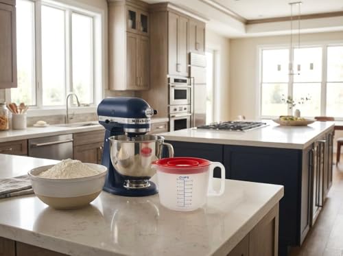 8 Cup Measuring Cup & Mixing Pitcher with Handle and Spout, Splatter-Free Lid, BPA-Free, Ideal for Baking, Pancakes, and Whisking