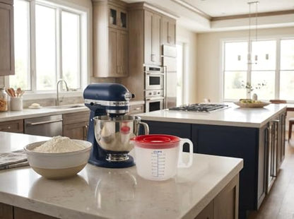 8 Cup Measuring Cup & Mixing Pitcher with Handle and Spout, Splatter-Free Lid, BPA-Free, Ideal for Baking, Pancakes, and Whisking