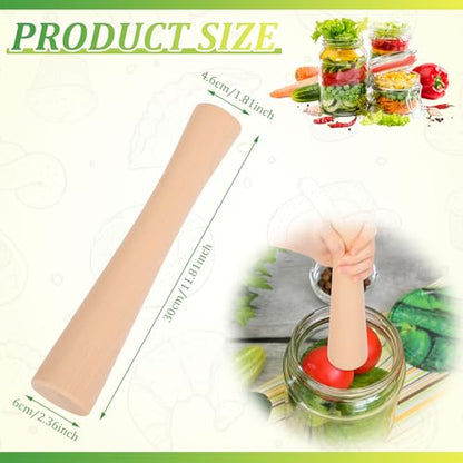 12" Sauerkraut Pounder Natural Beech Wood Smasher for Fermentation Crocks and Mason Jars Cabbage Sauerkraut Pounder, Fermenting Food Tool Packer Stomper