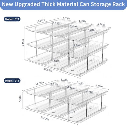 Jsyrjing Can Organizer for Pantry, 3-Tier Stackable Can Dispenser Rack | Automatic rolling, Modular flexible combination, Extra-thick clear material, Cabinet pantry fridge countertop storage - size: 3*3
