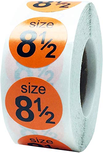 Shoe Size 8 1/2 Orange Stickers for Retail Clothing – 3/4 Inch Round, 500 Semi-Gloss Adhesive Labels Per Roll for Footwear Inventory, Organization, and Display – Made in the USA - color: Orange Size 8 1/2
