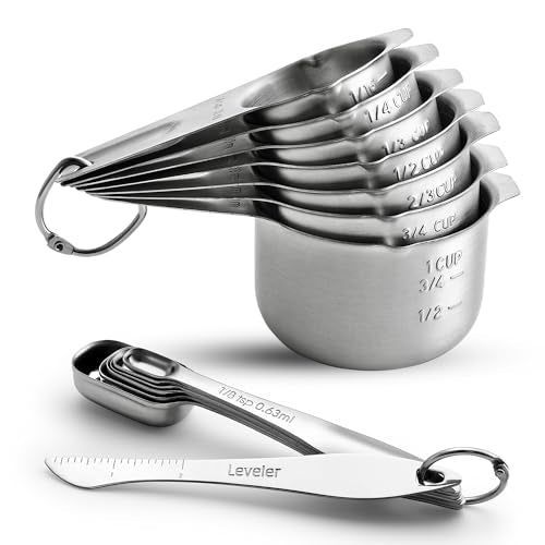 Spring Chef Stainless Steel Measuring Cups and Spoons Set of 14 with Leveler, Nesting Kitchen Metal Measuring Cups and Spoons Set for Dry and Liquid Ingredients, Perfect for Cooking & Baking - style: Cups & Spoons - Set of 14