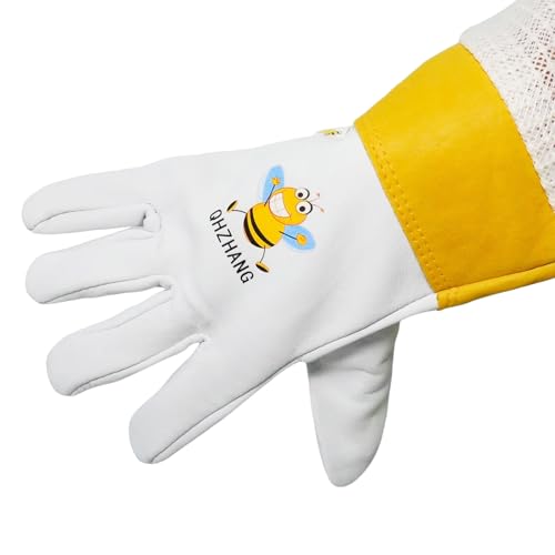 Stingproof Goatskin Beekeeping Gloves, 3-Layer Breathable Sleeve((XL) | Elastic cuffs for a secure bee-proof seal, unisex comfy fit, ideal for both beginner of professional beekeepers - size: XL