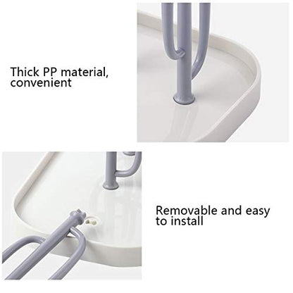 Baby Bottle Drying Rack with Base, Creative Tree Branch Baby Bottle Dryer Holder for Bottles, Teats, Cups, Pump Parts and Accessories (Gray)