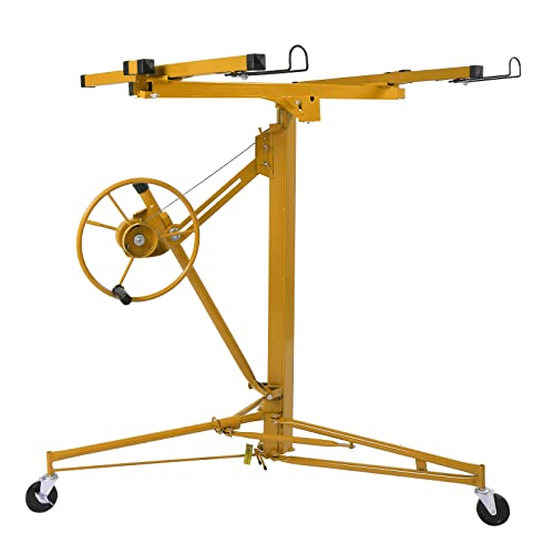 Winado 11 ft Drywall Lift Panel Rolling Hoist Jack Lifter for Sheetrock | Drywall Lifting Construction Tool with Caster Wheels and Adjustable Telescopic Arm, Yellow - color: Yellow, size: 11 ft