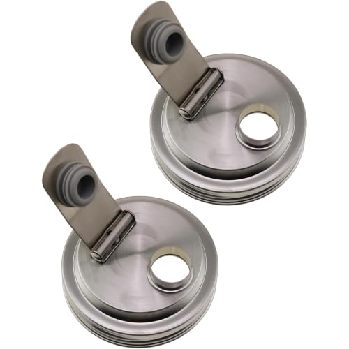 2026 New 2 Pack Stainless Steel Mason Jar Pour Spout Lids Wide Mouth Flip Top Lid 304 Food Grade Metal Sealing Cover for Coffee Juice Fermentation