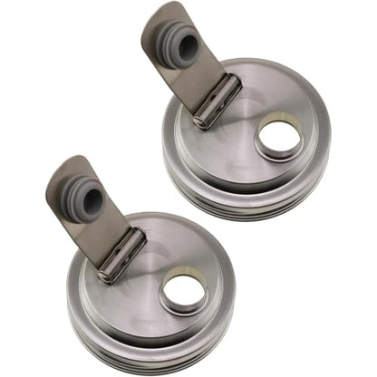 2026 New 2 Pack Stainless Steel Mason Jar Pour Spout Lids Wide Mouth Flip Top Lid 304 Food Grade Metal Sealing Cover for Coffee Juice Fermentation
