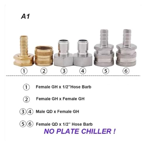 20/30/60 Plates Heat Exchanger Wort Chiller Cooler SUS 304 Stainless Steel For wort Cooling(3/4GH Adapter Kit) - size: 3/4GH Adapter Kit