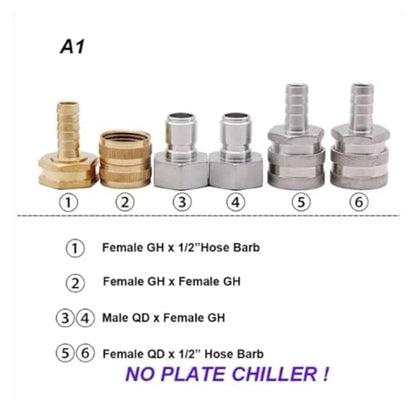 20/30/60 Plates Heat Exchanger Wort Chiller Cooler SUS 304 Stainless Steel For wort Cooling(3/4GH Adapter Kit) - size: 3/4GH Adapter Kit