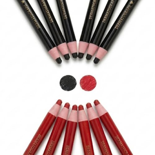 12-Pack China Markers Grease Pencils - Professional Peel-Off Wax Pencils for Marking on Glass, Metal, Wood, and Plastic (Black 6p + Red 6p) - color: Black 6p + Red 6p