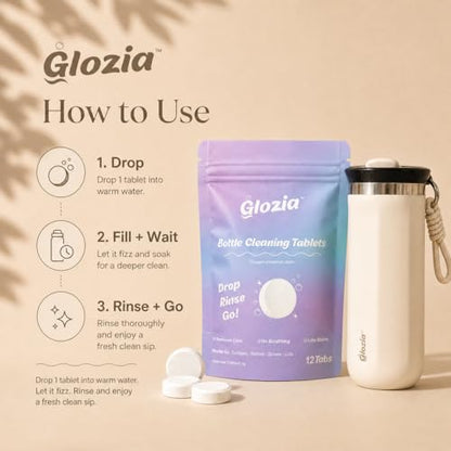 Water Bottle Cleaner Tablets for Tumblers & Travel Mugs, 12 Count | Water Bottle Cleaner, For Insulated Cups & Travel Mugs, Removes Coffee Stains & Odor, Bleach-Free Fizzy Formula