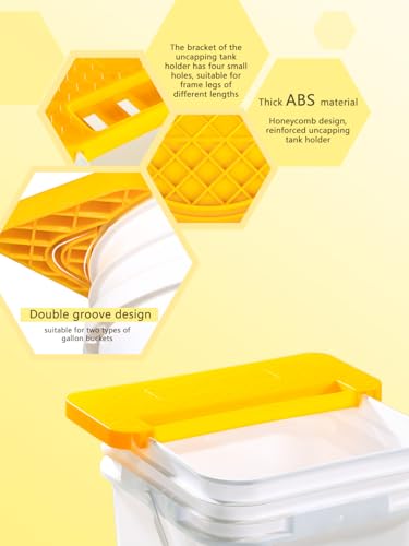 Duesu Honey Uncapping Tank Holder for 5 Gallon Round and Square Buckets | Honey Harvesting Equipment, Easy Clean Honey Uncapping Tank Bucket Scraper for Beekeeping Hive Frames Cleaning