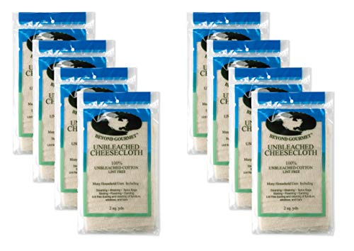 Beyond Gourmet Extra-fine Unbleached Cheesecloth, 100-Percent Cotton, Chlorine Free, 2-Square Yards, 18-Square Feet, Set of 8 - color: White, size: UNB Cheese Cloth, Set of 8