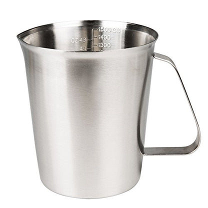 Measuring Cup, Stainless Steel Measuring Cup (48 Ounce, 1.5 Liter-6 Cup), Heavy- Duty Frothing Pitcher, Milk Frothing Pitcher Milk Frother Cup with Marking with Handle for Espresso Machines - size: 48 OZ (1500ML)