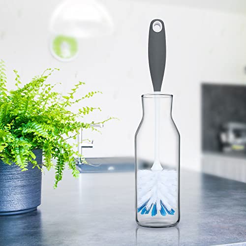 2 Pack Long Handle Bottle Scrubbing Brushes, Bottle Cleaner for Washing Glasswares, Wine Decanter, Hydro Flask Tumbler, Sinks, Food Jars - color: Gray
