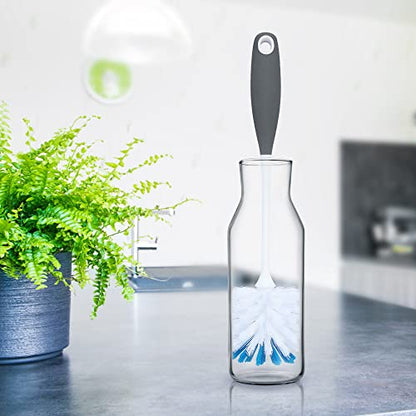 2 Pack Long Handle Bottle Scrubbing Brushes, Bottle Cleaner for Washing Glasswares, Wine Decanter, Hydro Flask Tumbler, Sinks, Food Jars - color: Gray