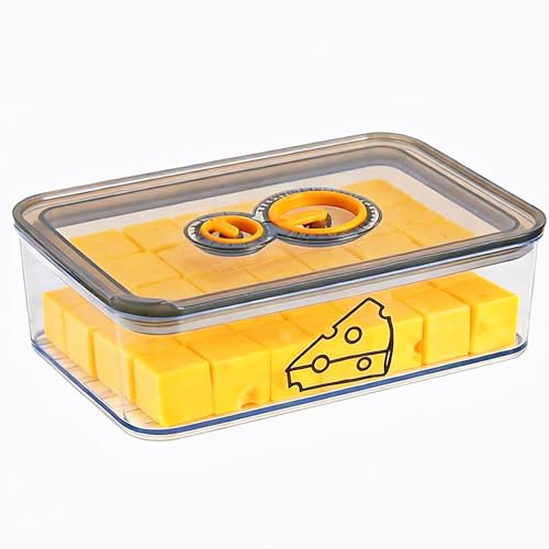 Cheese Container for Refrigerator,Cream Cheeses Storage Box,Cheese Keeper with Airtight Lid and Time Recording,BPA-Free Kitchen Storage Organizer Sliced,Grated,Cheddar Cheeses Saver,Grey - color: 1pack-Grey