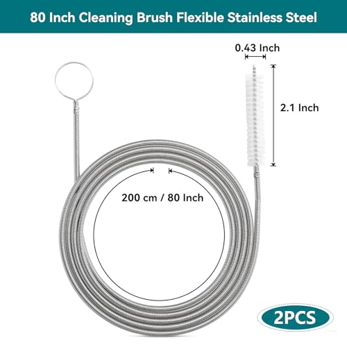 2 Pack 80 Inch Flexible Drain Brush, Sunroof Drain Cleaning Tool for Ice Maker, Refrigerator & AC Drain Line - style: 80 IN