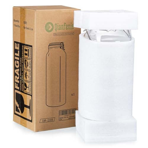 Qianfenie 2 Gallon Glass Jar with Airtight Lid(7600ML), Gallon Airtight Glass Storage Jar with Stainless Steel Handle - Large Glass Food Storage Container with Lid Flour, Sugar, and Dog Treats