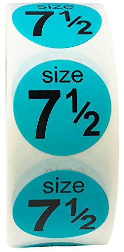 Shoe Size 7 1/2 Teal Stickers for Retail Clothing – 3/4 Inch Round, 500 Semi-Gloss Adhesive Labels Per Roll for Footwear Inventory, Organization, and Display – Made in the USA - color: Teal Size 7 1/2