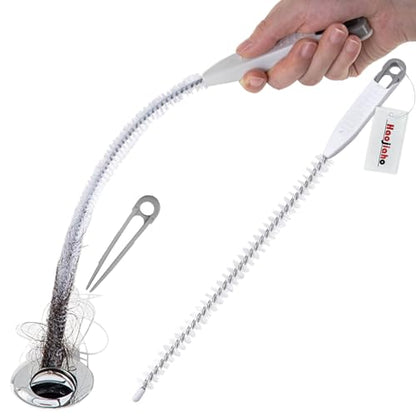 Upgraded Sink Drain Overflow Cleaning Brush, 23.6" Sewer Drain Brush, Bendable Long Pipe Cleaners, Household Sewer Hair Catcher with Cleaning Forceps