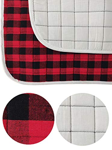 Ramanta Home Buffalo Plaid Check Dish Drying Mat Set of 2 Red Black - 18x24 Inches, Cotton Top Cover Absorbent Dish-Drying Mats For Sink, Dishwasher | Large Kitchen Countertop Protector Dishes Pad - color: Red/Black
