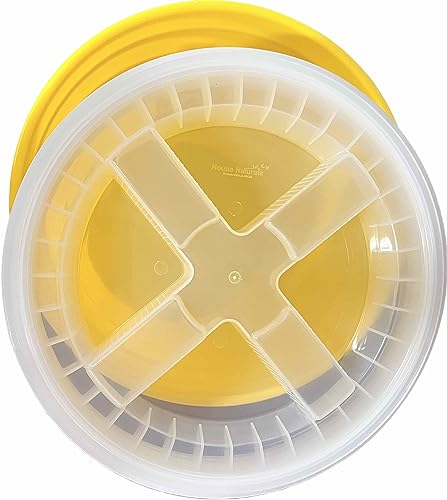 House Naturals 5 Gallon Food Grade Plastic Bucket with Air Tight Screw on Lid Made in USA Container (Yellow Bucket with Clear lid) - color: Yellow Bucket With Clear Lid