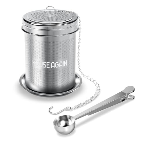 HOUSE AGAIN Large Tea Infuser with Scoop, Extra Fine Mesh Tea Strainers for Loose Tea & Spice Infuser for Cooking, 304 Stainless Steel, Loose Leaf Tea Steeper for Brew Tea Spices & Seasonings - size: Large × 1 with Spoon