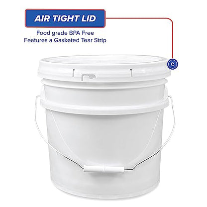 ePackageSupply 3.5 Gallon Plastic Bucket with Lid I Food Grade Bucket | White | BPA-Free I Heavy Duty 90 Mil All Purpose Pail Reusable I Made in USA (12 Count) - size: 12 Packs