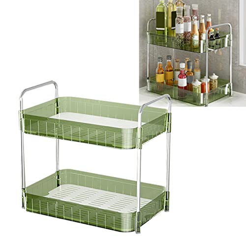 Cup Drying Rack Heavy Duty Plastic with Drain Tray Countertop Storage Shelf for Kitchen Countertop Organizer Home (Double Layer Green) - color: Double Layer Green