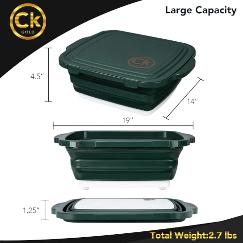 New LARGE Prep Tub & BBQ Blanket Gift Bundle: (1) 16 L Prep Tub + 1 Meat Resting Bag I Marinating Container with Locking Lid & Cutting Board for Brisket & Ribs - Smoking & Grilling (Green,16L) - color: Green