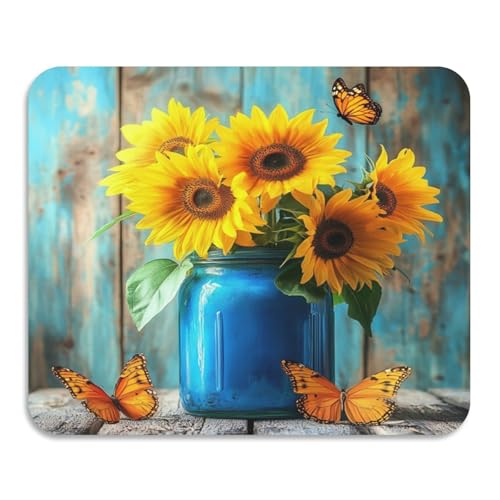 Butterfly Sunflowers Jar Dish Drying Mat for Kitchen Counter Highly Absorbent Coffee Bar Mat Heat Resistant Dish Rack Pad for Sink Utensils Draining Racks 19.7" x 15.7" - size: 19.7x15.7inch