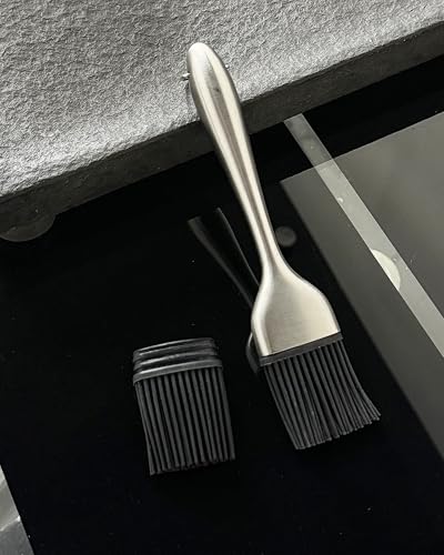Stainless Steel Basting Pastry Brush 7.87in Heat-Resistant Cooking Brushes with Back up Silicone Brush Heads for BBQ, Baking Grilling