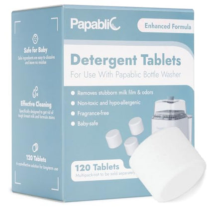 Papablic 120Pcs Official Detergent Soap Tablets for Baby Brezza,GROWNSY,Momcozy Bottle Washer Pro, Effective Cleaning with Safe Highly Concentrated Formula - size: 1 Count (Pack of 120)