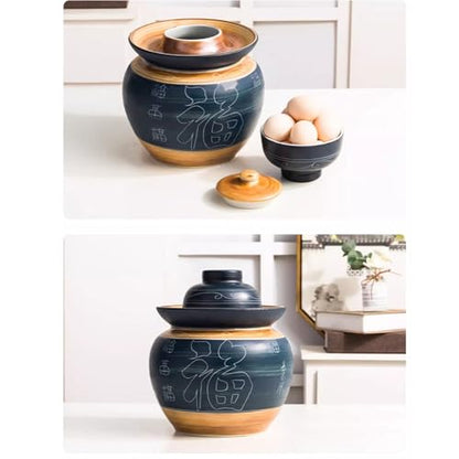 Ceramic Fermentation Crock With Water Seal Lid, Traditional Chinese Stoneware Pickling Jar For Kimchi Sauerkraut And Vegetables, 1 Pcs(5L) - size: 5L