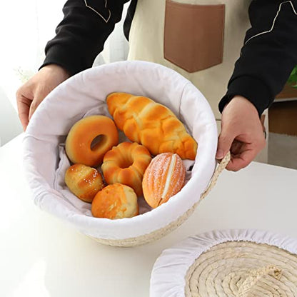 YAHUAN 원형 빵 바구니 서빙 우븐 빵 바구니 고리버들 바구니 사워도우 방지 바구니 탈착식 라이너 및 커버 포함 (옥수수 껍질) - color: 옥수수 껍질