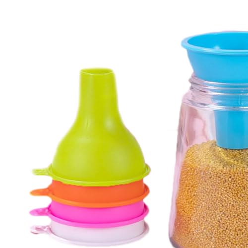 Leadigol Wide Mouth Funnel, 4 Pieces Funnels for Kitchen Use Silicone Funnels, Silicone Funnel Food Funnel, for Jars Jam Spice Filling Bottles Liquid Oil and Powder
