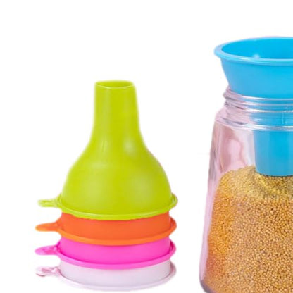 Leadigol Wide Mouth Funnel, 4 Pieces Funnels for Kitchen Use Silicone Funnels, Silicone Funnel Food Funnel, for Jars Jam Spice Filling Bottles Liquid Oil and Powder