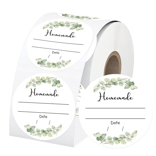 Canning Jar Labels 2 Inch Waterproof Mason Jar Stickers for Home Canning | Watercolor Green Plant Design with Date Lines for Homemade Jam Jelly Pantry Organization Small Business Food Packaging
