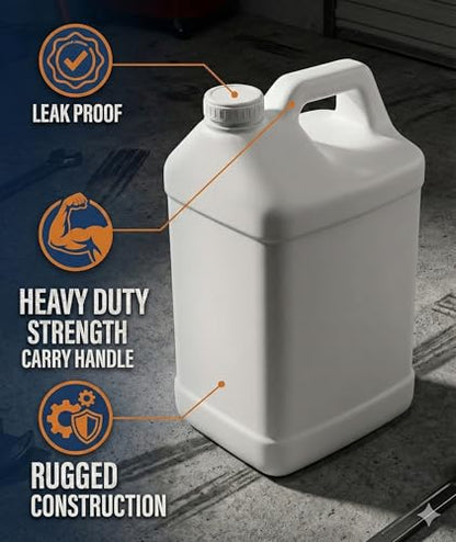 kitchentoolz 2.5 Gallon Water Jug – Heavy-Duty HDPE Carboy for Automotive Used Oil & Liquid Storage – 10 Quart Mixing Container with Secure Lid – Made in USA - White - color: White