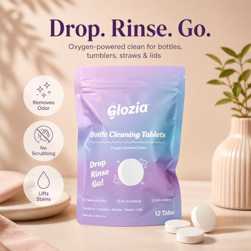 Water Bottle Cleaner Tablets for Tumblers & Travel Mugs, 12 Count | Water Bottle Cleaner, For Insulated Cups & Travel Mugs, Removes Coffee Stains & Odor, Bleach-Free Fizzy Formula