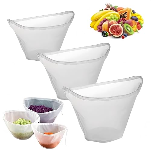 Cheese Cloth Bag for Straining, Bowl Shape Nut Milk Bag Reusable Strainer Bag, Nut Bag Strainer with Drawstring for Tea Juice Yogurt Almond Milk Coffee Soy Milk Dumpling Fillings and More (3Pcs S+M+L) - color: 3Pcs S+M+L